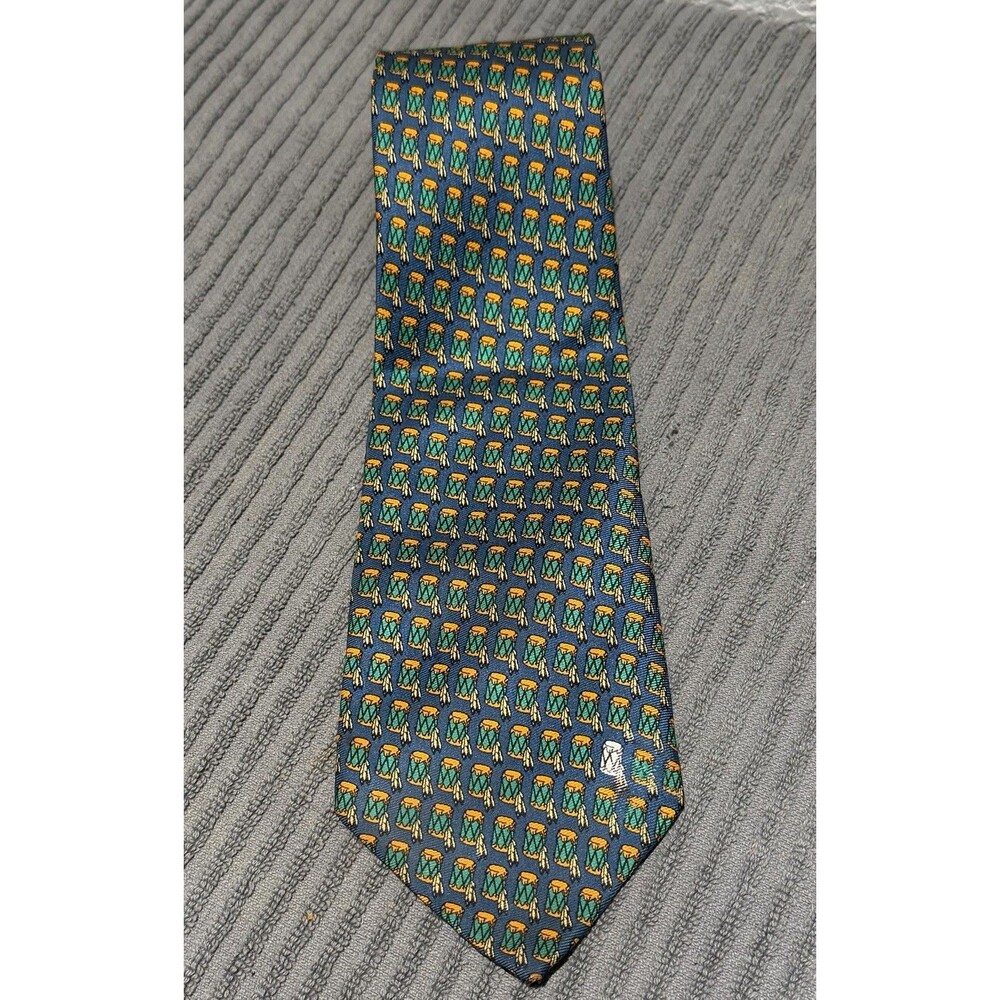 Barry Wells 100% Silk Tie Navy With Drums Made In Italy